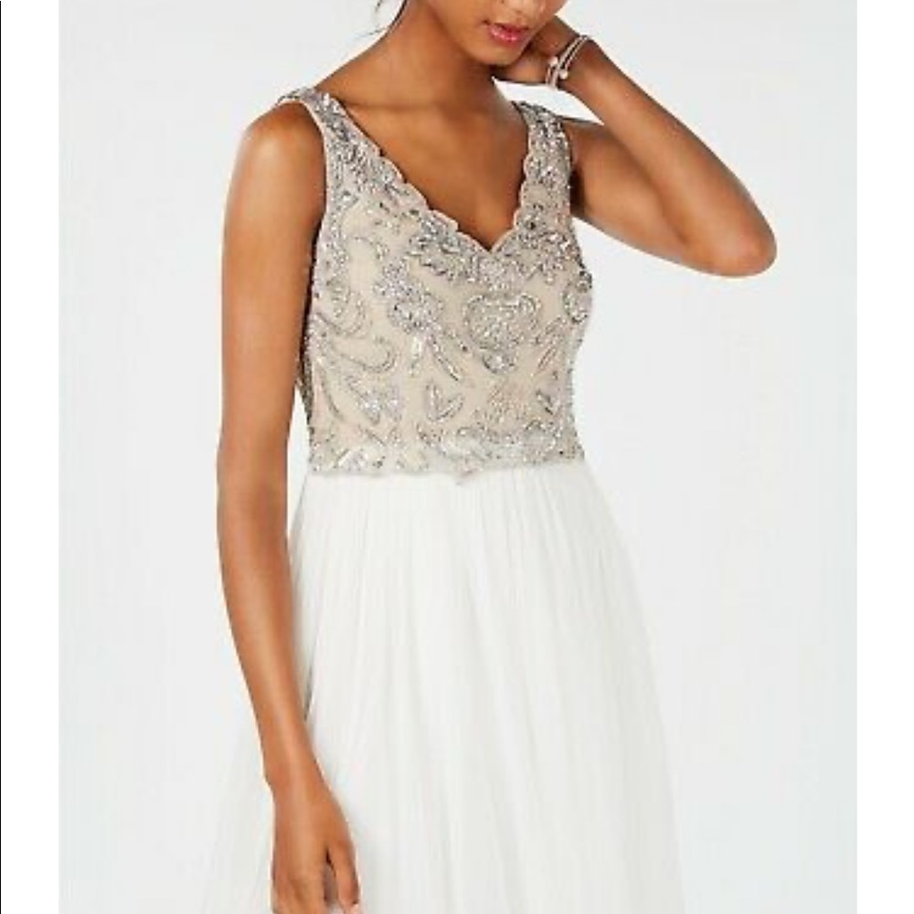 NWT Adrianna Papell ivory beaded long dress - Picture 3 of 7